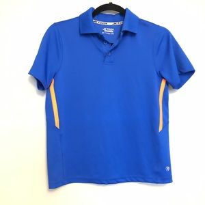 JK Tech Boys Polo Shirt Size Medium Blue Orange